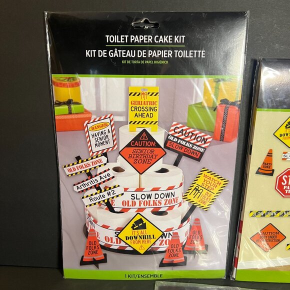 Lot of Novelty Funny Over the Hill Birthday Party Decor Inflatable Cane, TP Cake - Picture 3 of 6